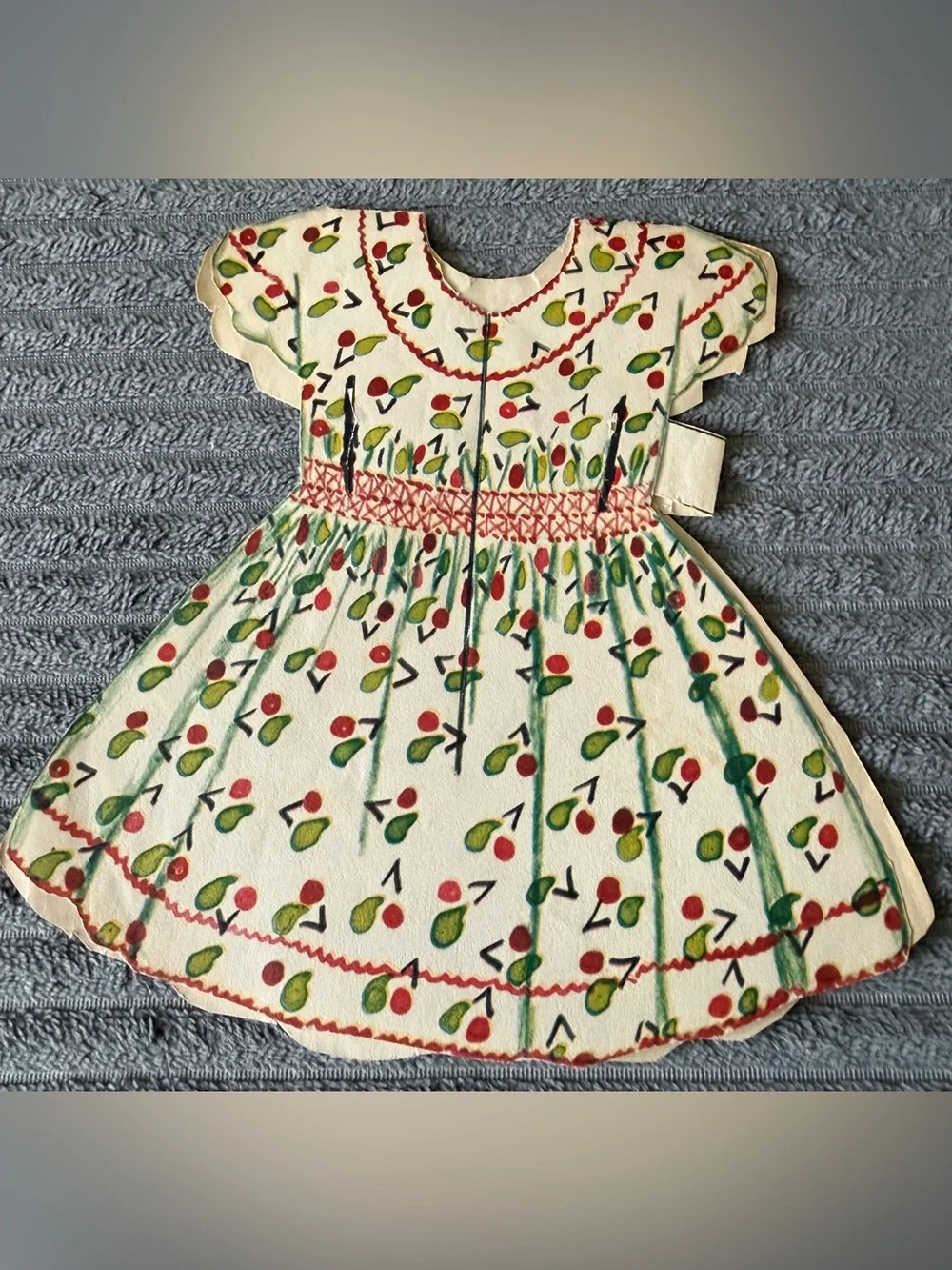 Vintage Paper Doll with Red Plaid Dress and Interchangeable Outfits and Hair